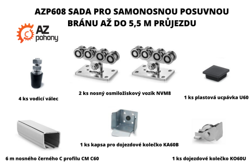 AZP608 - sada pro samonosnou posuvnou bránu do 5,5 m průjezdu